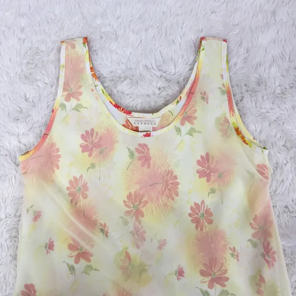 VINTAGE Y2K Express Sheer Layered Floral Maxi Dress Size 8‎ Yellow Fairy Spring - Image 4