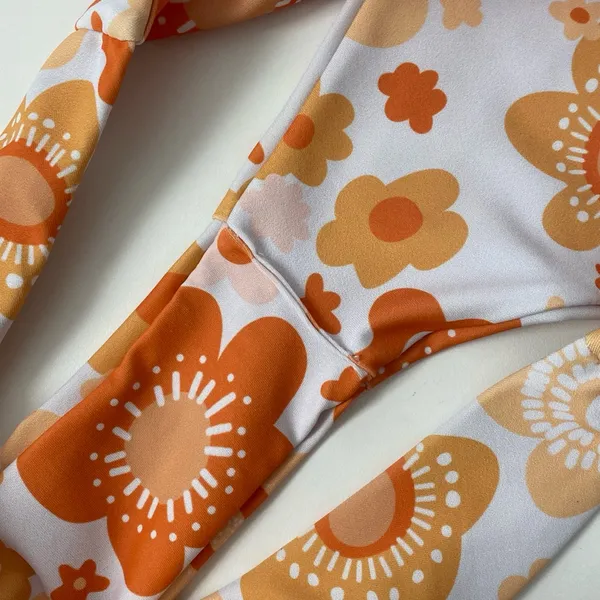 Aurelle Swim X McCall Mitchell White and Orange Floral Bikini - Image 15