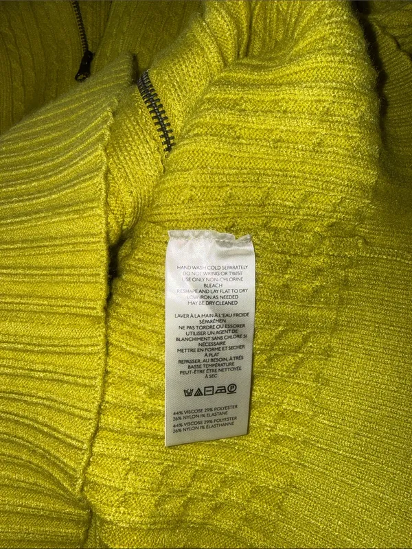NWOT Free People Eliza Cable Zip-Up Cardigan Rib Miniskirt 2PCS Set Lime Green - Image 5