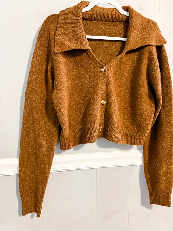 Commence Brown Cropped Cardigan - Image 4