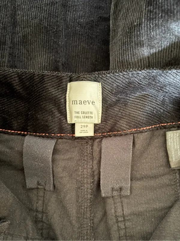 Anthropologie Maeve Pants Womens 29P Colette Corduroy Full Length Wide Leg Black - Image 5