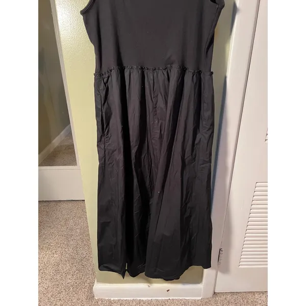 A New Day Women's Size Large Sleeveless Knit Midi A-Line Dress Black Ruffle - Image 10