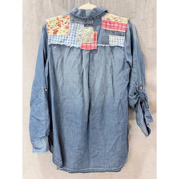 NWT Vintage America Blues Brigit Denim Patchwork Shirt M Western Cottagecore‎ - Image 2