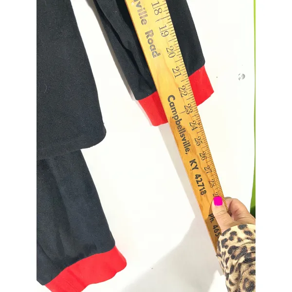 Holiday Time Velveteen Moose Graphic PJ Set Women XL Black‎ Joggers Red Trim Fun - Image 4