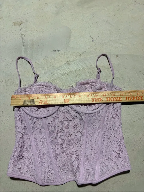 White fox corset bustier top lilac medium lace - Image 5
