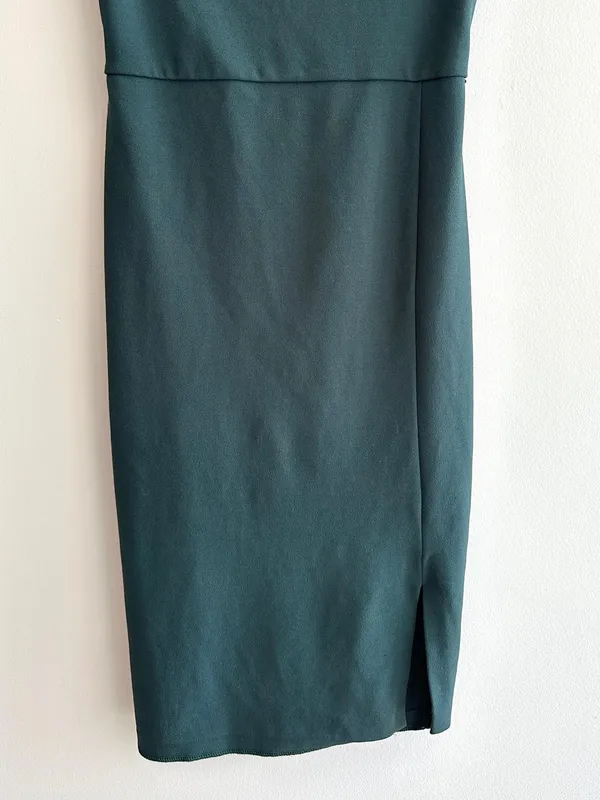 Express Cap Sleeve Fitted Sheath Business Casual Work Dress, Emerald Green, XS - Image 3