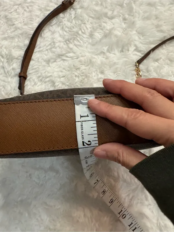 Michael Kors Brown MK Monogram Crossbody with Gold Chain - Image 14
