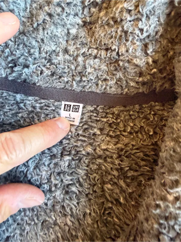 Uniqlo Fuzzy Fleece Full Zip Jacket Green Grey Mens Large Fall Outdoor Hiking - Image 5