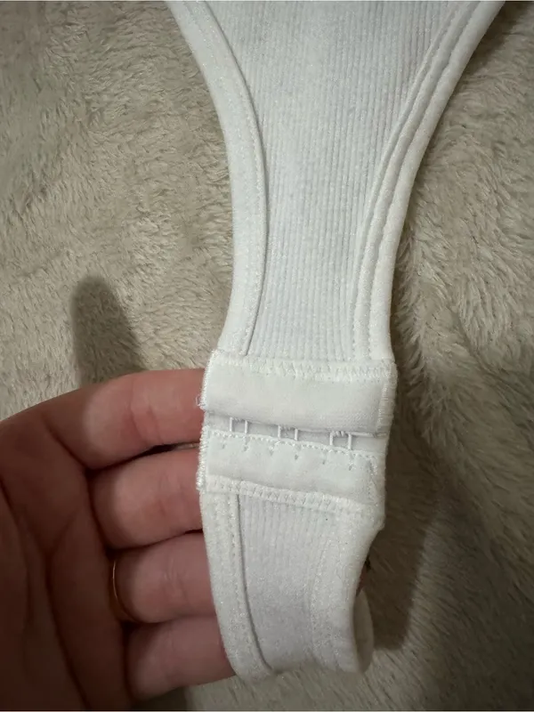 Women's White Ribbed Sleeveless Bodysuit - Image 2