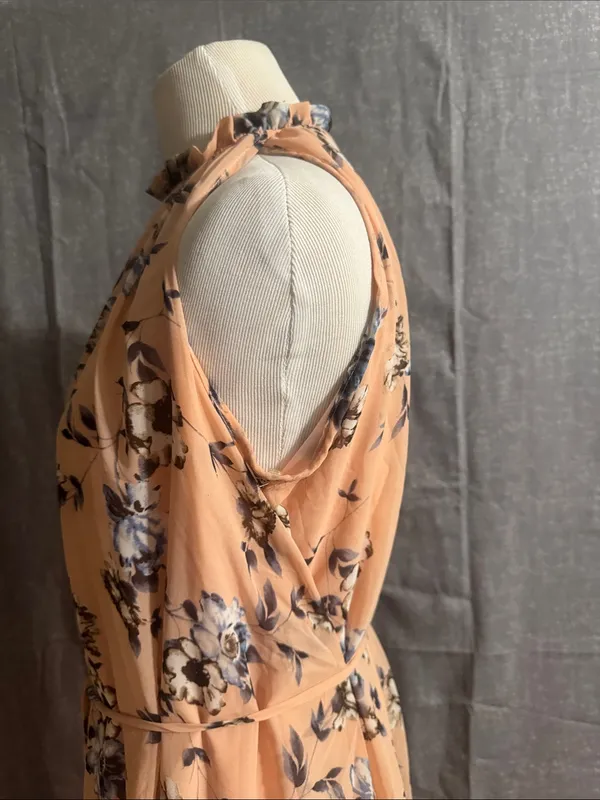 Pinkblush Peach Floral Halter Midi Dress - Image 9