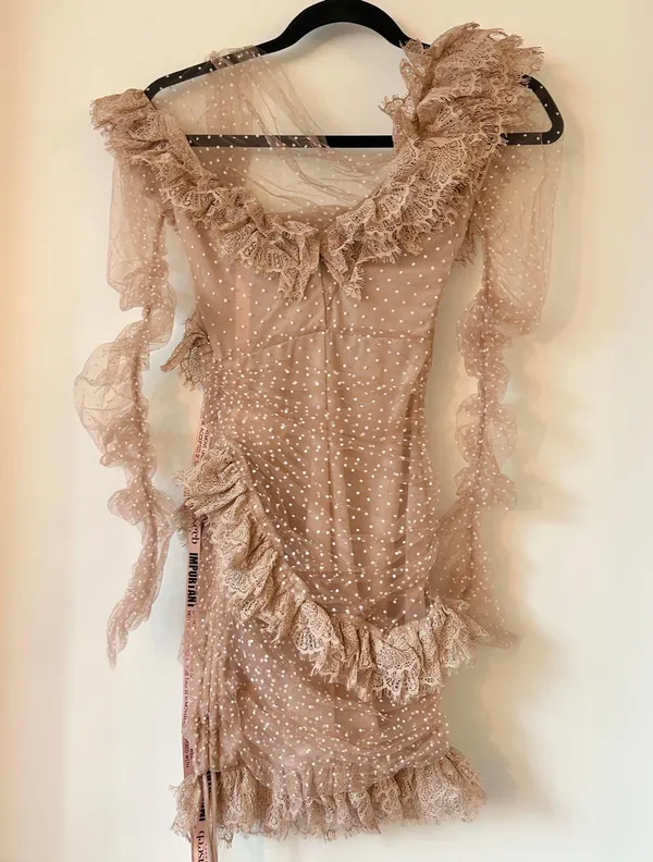 House Of CB Sorrel Blush Lace Frill Mini Dress Size XS NWT - Image 10