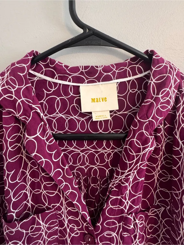 Maeve Anthropologie XS Abstract Print Button Front Blouse Top - Image 5