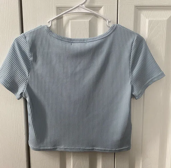 Button up crop top Blue Size M - Image 2