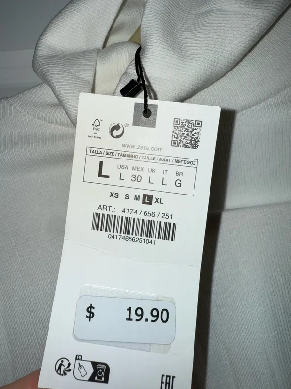 Zara White Mock Neck Top Short Sleeve - Image 2