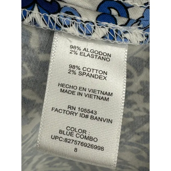 Milly Dress Women 8 Blue White Paisley Print‎ V-Neck Sleeveless Back Zip Mini - Image 7
