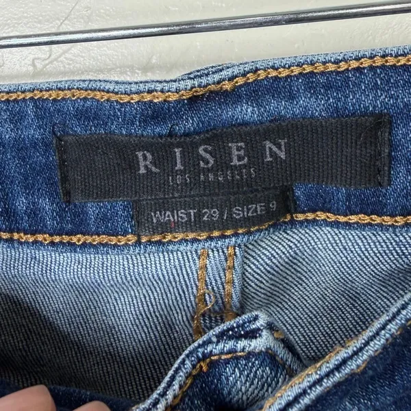 RISEN Denim Medium Wash Distressed High Rise Slim Straight Ankle Jeans Size 9/29 - Image 7
