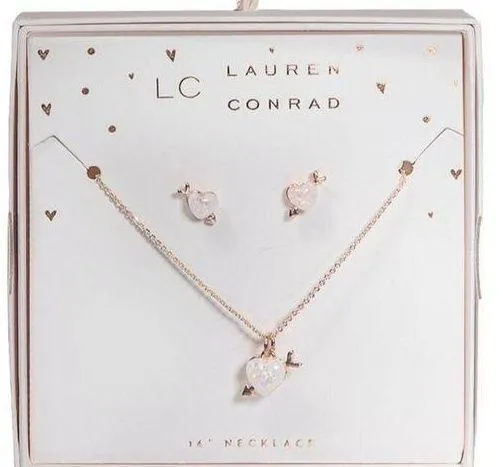 LC Lauren Conrad Heart Necklace & Earring Set - Image 2
