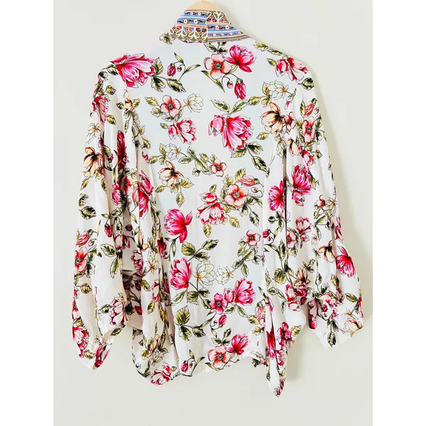 Anthropologie Idalia‎ Floral Jacket Kimono OS One Size Women's Blouse Top Shirt - Image 5
