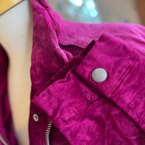 Free People Hot Pink Velvet Trucker Jacket Oversized - Image 6