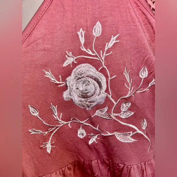 NWT POL Embroidered Lace-Back Women's Top - Pink - Image 3