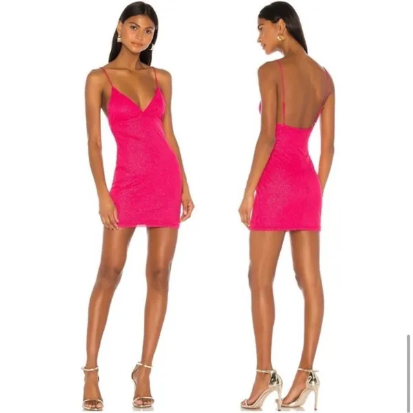 Revolve Superdown Sydney Sparkle Mini Dress in Pink‎ sz small - Image 9