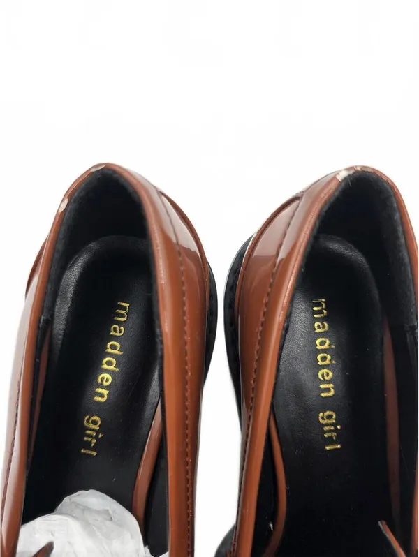 Madden Girl Brown Patent Leather Platform Heeled Loafers Shoes Chunky Size 7.5 - Image 11