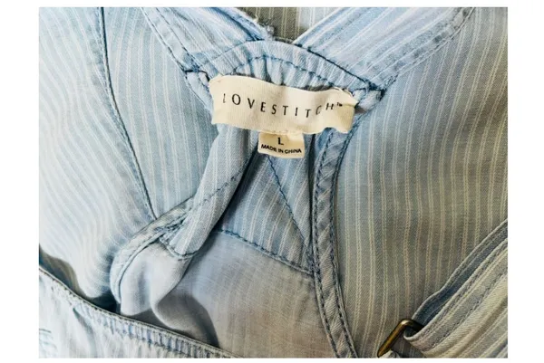 Lovestitch pinstripe short overalls L - Image 7