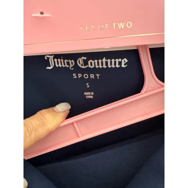 Juicy Couture Navy 2 Piece Set Quarter Zip Top and Wide Leg Pants Small NWT - Image 3