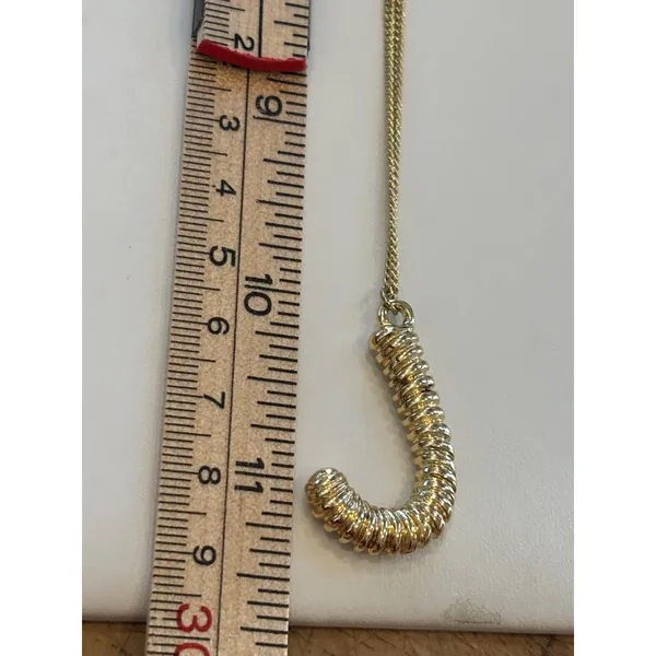 Gold-Plated J Pendant Necklace On Rope Chain 18 Inches Unisex - Image 5