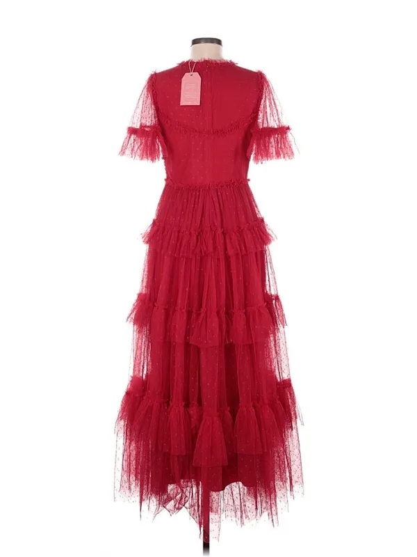 NWT Ivy City Co Whimsical Gown in Red Embroidered Tulle Ruffled Maxi Dress M - Image 5