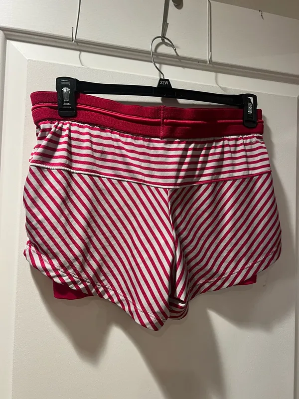 Nike Hot Pink and White Striped Dri-FIT Athletic Shorts - Image 2
