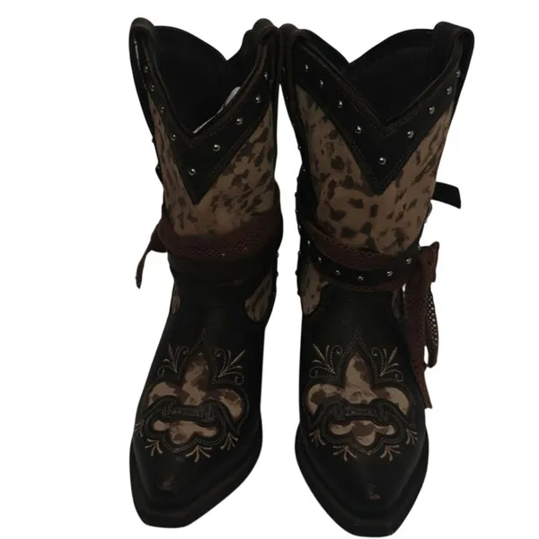 Brown Leopard rockin country Boots sz 7 - Image 2
