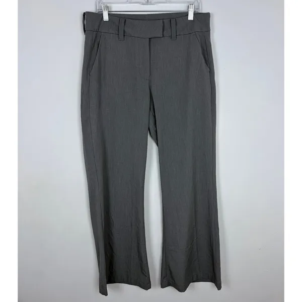 American Eagle Baggy Flare Trouser Grey Flat Front Office Business Casual 10 - Image 2