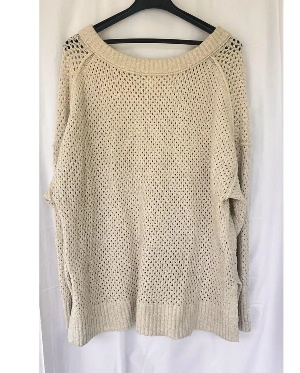 Aerie Cream Off-the-Shoulder Sweater with Loose Knit Women’s XXL Lounge Oversize - Image 7