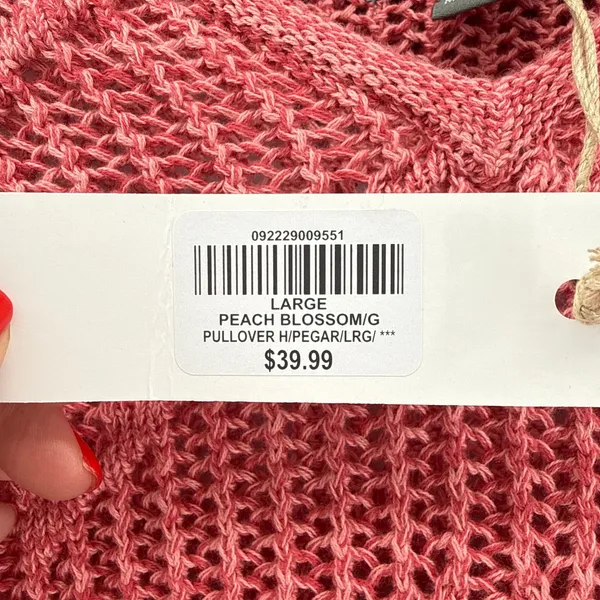 NWT Natural Reflections Peach Blossom Pink‎ Cotton Hooded Knit Sweater Large - Image 7
