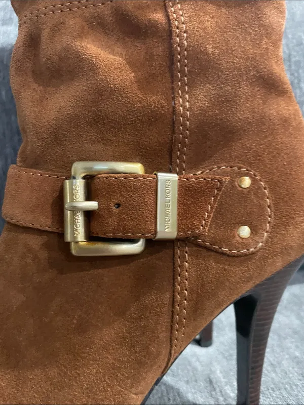 Michael Kors Cognac Suede Leather Knee-High Boots Size 8 - Image 9