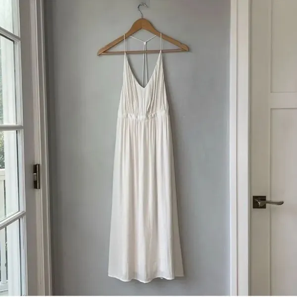 Kimchi Blue White Silky T Strap Midi Dress - Image 2