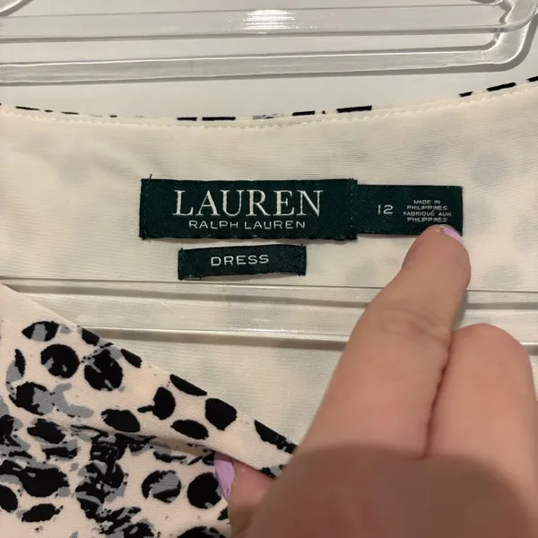 Lauren Ralph Lauren Sleeveless Gathered Polkadot Print dress‎ Black Off-White 12 - Image 3