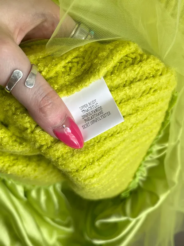 Amy Lynn Dressed in Lala Sweater Tulle Tiered Dress Lime Green Size Med NEW NWT - Image 6