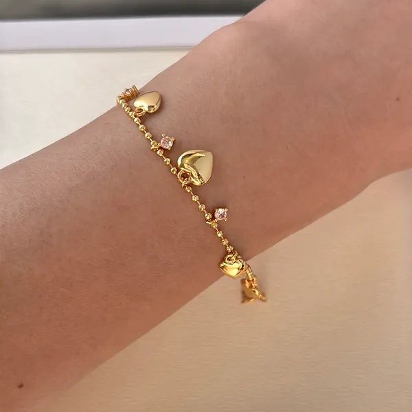 Adjustable CZ Love Heart Charm Bracelet for Women - Image 6