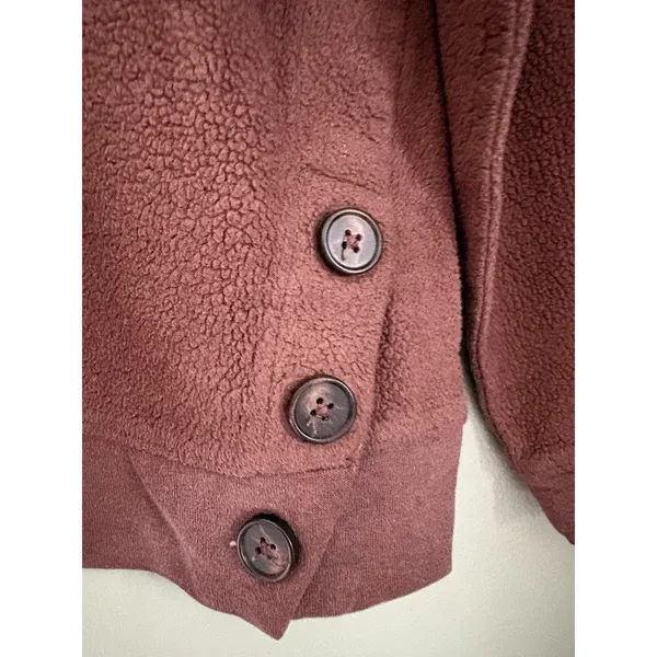 Madewell (Re)sourced Brushed Side-Button Relaxed Sweatshirt Brown size Small - Image 2