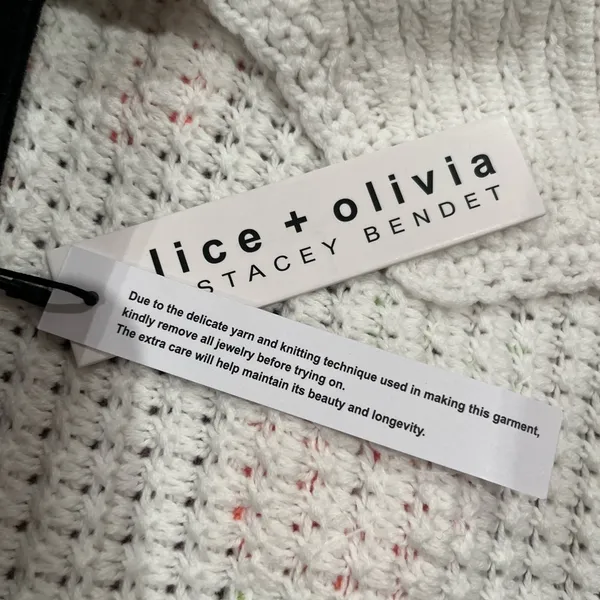 NWT Alice + Olivia ANDERSON CARDIGAN White Multi Roses M - Image 9
