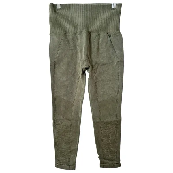 NWT Halara Mineral Green Ribbed High Waisted Tummy Control 7/8 Leggings Large - Image 2