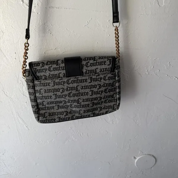 Juicy Couture Shoulder Bag Womens Black Monogram Chain Strap Purse Handbag Logo‎ - Image 7