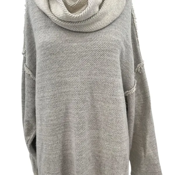 Free People Beach Gray Cowl Neck Split Back Oversized Sweatshirt Size Medium‎ - Image 5