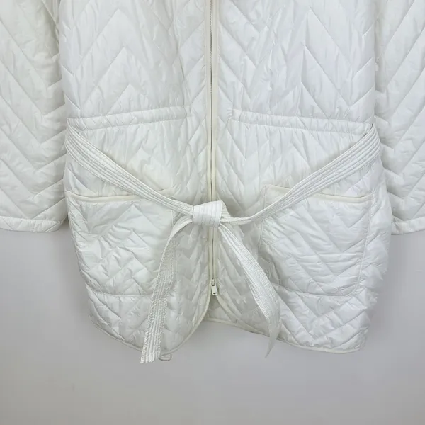 Athleta Mendocino Puffer Coat Quilted White Light Quilted Belted Size 2X NWT - Image 15