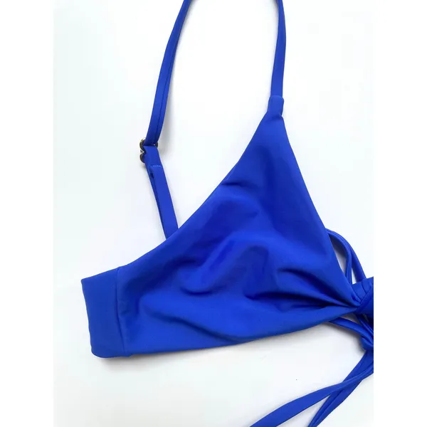 Quince Italian Knotted Bikini Swim Top Electric Blue Size Small NEW - Image 2