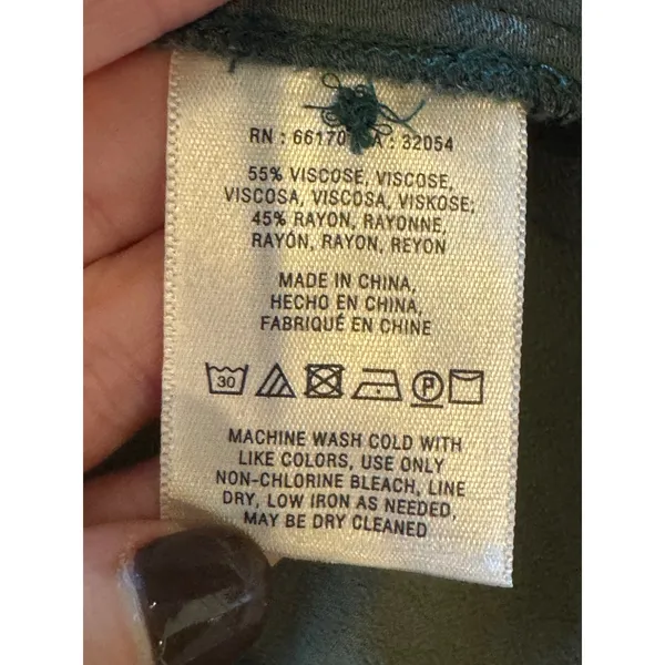Maeve Anthropologie Dress Women XS Olive Green Faux Wrap Mini Preppy‎ Boho Retro - Image 15