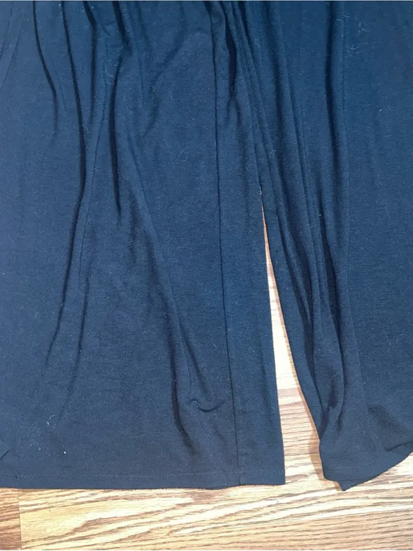 Halston Heritage Wide Leg Black Pants with Gold Button Detail. Size Large. - Image 2