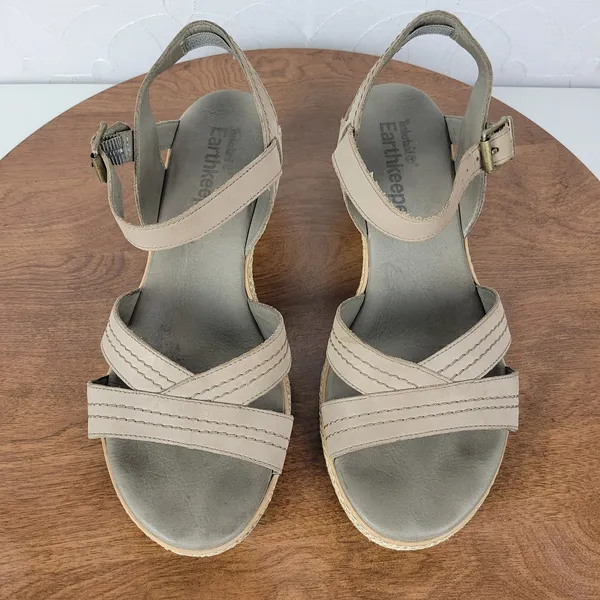 Timberland Earthkeepers Whittier Womens Sandals 9 Gray Jute Leather Wedge 8260R - Image 6